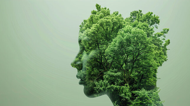 double exposure of a human head and trees 