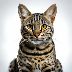 Fototapeta premium Close up portrait of a bengal cat on a white background
