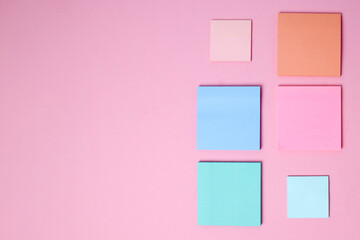 Colorful Sticky Note with Various Size on Pink Background with Copy Space 