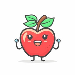 A cartoon apple with a smiling face and arms raised