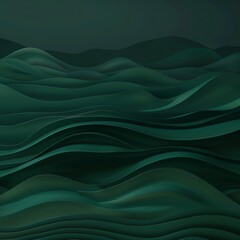3D render of a dark green abstract background with waves and hills in the style of nature Hyper-Realism