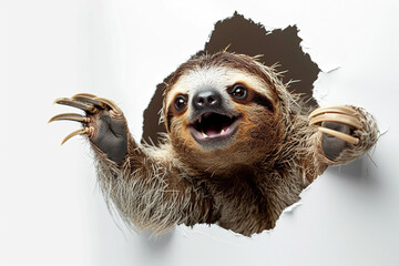 Obraz premium Sloth Emerging from Hole
