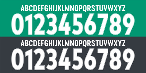 font vector team 2020 - 2021 kit sport style font. football style font with lines. werder bremen font. sports style letters and numbers for soccer team. 