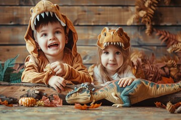 children dressed as dinosaurs