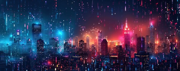 Abstract visualization of urban connectivity, where data points and lines create a mesmerizing display