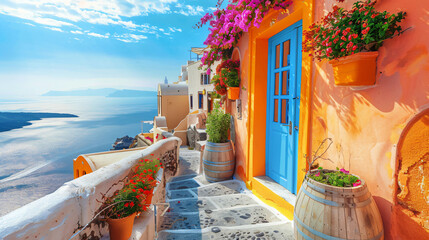 Colorful architecture in Santorini island Greece. 