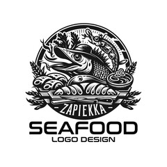 Fototapeta premium Seafood Vector Logo Design
