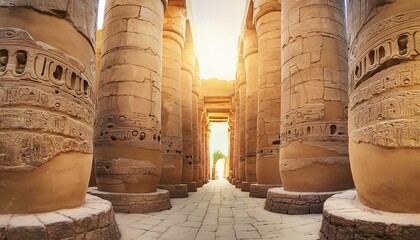 Ancient Grandeur: Sunlit Hypostyle Hall at Karnak Temple, Luxor, Egypt