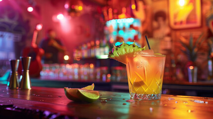 Cocktail Night at a Vibrant Bar