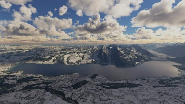 Aerial view of the Niesen mountains in Alps - Bern. Switzerland