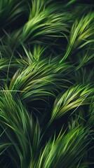 A closeup of green grass texture, with a dark background, rendered in the style of Unreal Engine It features highdefinition images and is made up of soft lines and curves The green tone creates an atm