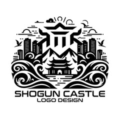 Fototapeta premium Shogun Castle Vector Logo Design