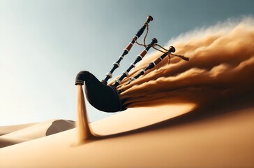 a bagpipe expelling desert sands