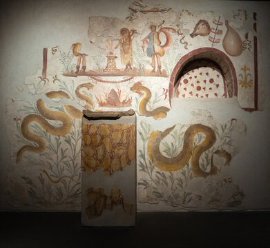 Fresco painting exhibited in pompeii italy