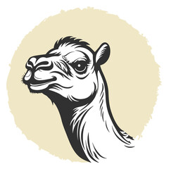 silhouette of a camel head on a yellow background
