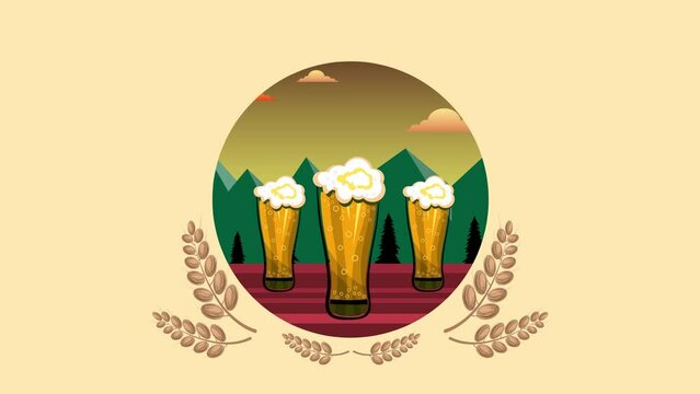 A large mug of beer. A colorful template for the presentation design.