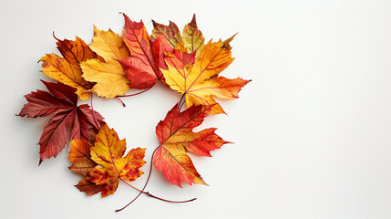 Naklejka na ściany i meble Colorful maple leaves in the shape of a heart.Autumn 