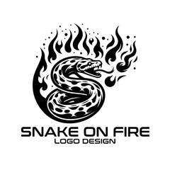 Snake On Fire Vector  Logo Design