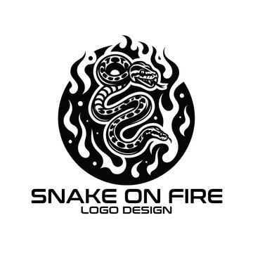 Snake On Fire Vector  Logo Design