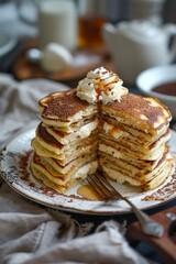 Virtual cooking class focused on making tiramisu pancakes, interactive with participants following along in their kitchens, educational and fun , high detailed