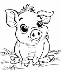 happy pig smile coloring