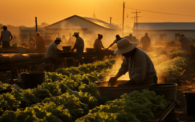 Group of people working in a field. Generative AI