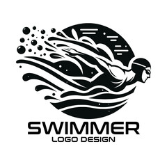Swimmer Vector Logo Design