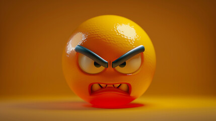 Angry Emoji An angry emoji with furrowed brows and a red face expressing frustration annoyance or rage in response to a perceived injustice or irritation. - obrazy, fototapety, plakaty