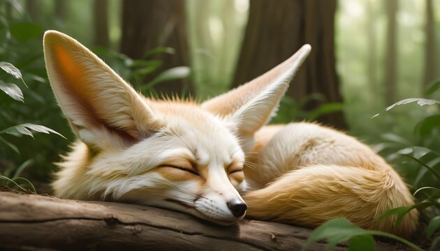 a fennec fox sleeping
