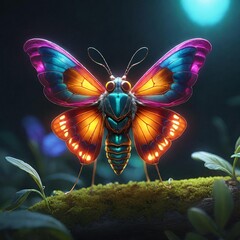 multicolored butterfly on a flower, generative ai illustration