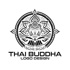 Thai Buddha Vector Logo Design