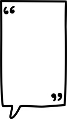 Black and white color speech bubble balloon with quotation marks, icon sticker memo keyword planner text box banner, flat png transparent element design