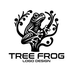 Tree Frog Vector Logo Design