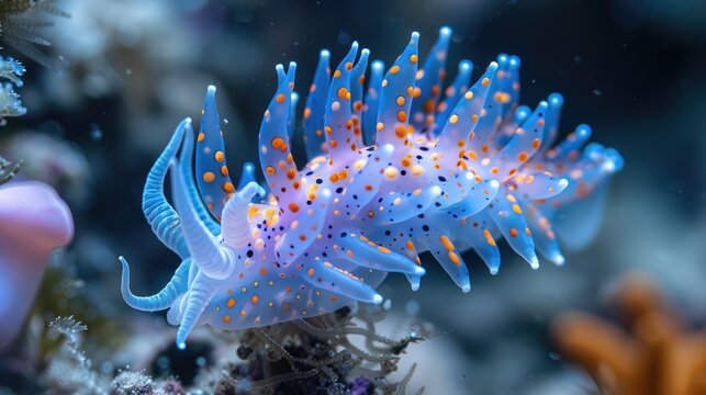 A Blue Dragon Nudibranch (Pteraeolidia semperi) that was found on the backwall of Molokini Crater, offshore of Maui; Molokini Crater, Maui, Hawaii, United States of America
