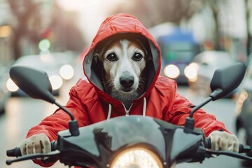 Nervous Cat Riding Motorcycle in Cool Hoodie