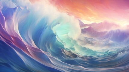 Fototapeta na wymiar Capture the mesmerizing Aerial view of waves crashing within a frame of wonder Using computer-generated 3D rendering techniques, depict a futuristic space scene with vibrant colors and elements of che