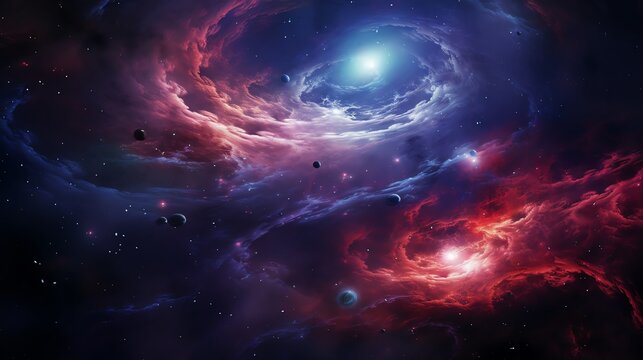 Capture the cosmic beauty of an aerial view with intricate details of swirling galaxies and distant stars, set against a vast expanse of space Utilize digital rendering techniques to bring this celest