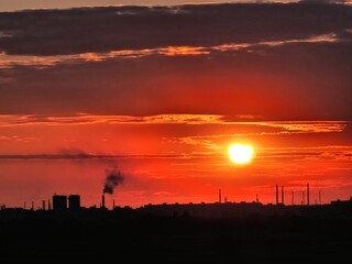 sunset over the city