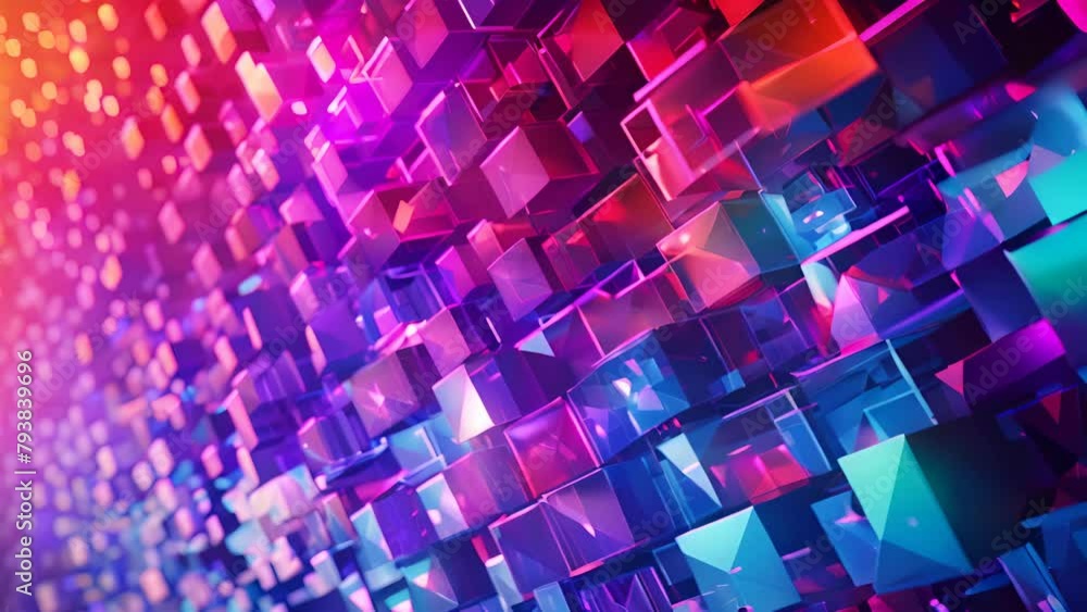 Aufkleber a colorful image of blocks in various shades of blue, red, and purple. the blocks are arranged in a 