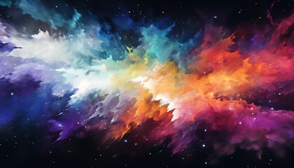 Transform the dynamic movement of crashing waves into a surreal, abstract composition framed within a mysterious cosmos Employ a mix of pixel art and glitch art techniques to portray a dreamlike space