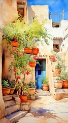 Fototapeta premium Watercolor Make the scene feel ancient yet vibrant