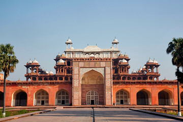 Partial view of the Akbar's Tomb, Sikandra, Agra, Uttar Pradesh, India