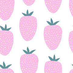 Seamless pattern with Strawberry. Trendy hand drawn textures. Modern abstract design for wrapping paper, cover, fabric, manufacturing, wallpaper. - 793840811