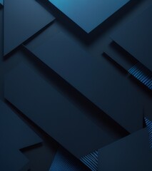 Dark blue background, geometric shape pattern, dark blue gradient color block style, highend sense, metallic texture.