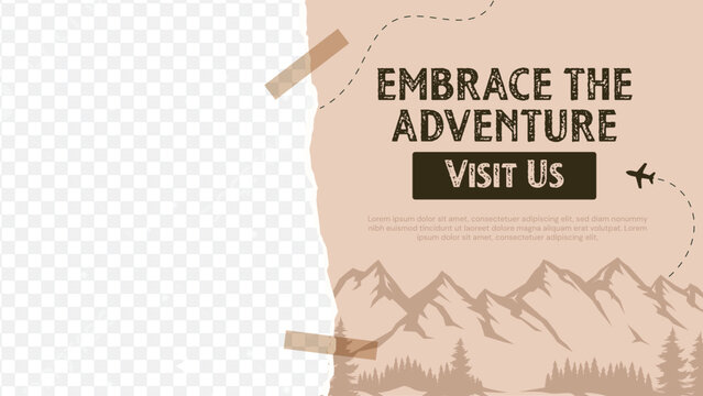 Adventure banner representing the style of traveling with modern typo customize colors and a road image