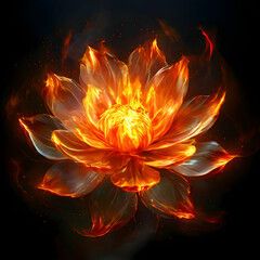 fiery flower on black background