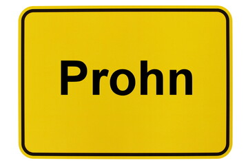 Illustration eines Ortsschildes der Gemeinde Prohn in Mecklenburg-Vorpommern - obrazy, fototapety, plakaty