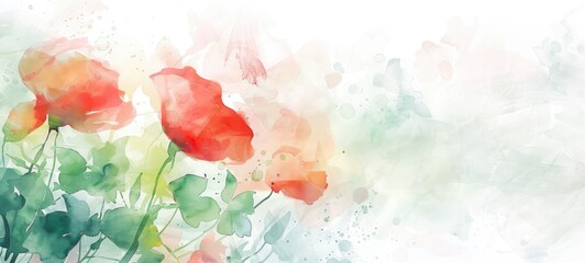 Fototapeta na wymiar Ethereal Watercolor Roses with Pastel Splashes