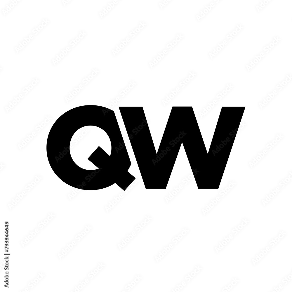 Fototapete letter q and w, qw logo design template. minimal monogram initial based logotype.