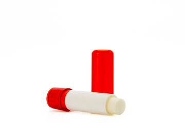 Lip Balm isolated on white background. Side view, close-up.